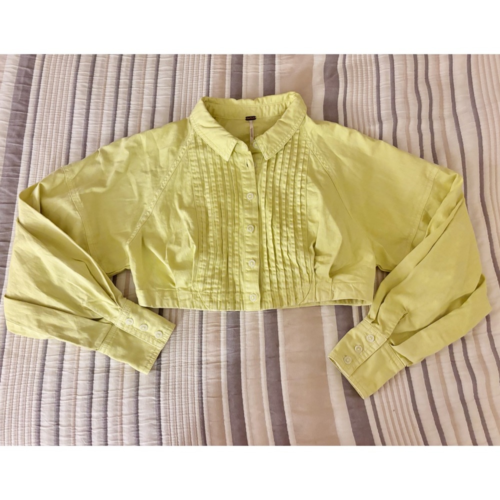 Free People Cropped Button Down Top